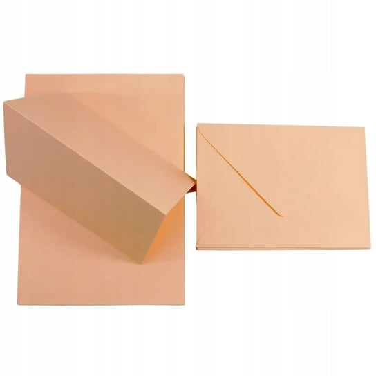 Zestaw papier + koperty B6 łososiowy 25 szt. - papeteria uniwersalna baza do zaproszeń i laurek Netuno