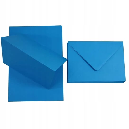 Zestaw papier + koperty B6 niebieski 25 szt. - chłopięcy zestaw do zaproszeń do przedszkola do szkoły do scrapbookingu Netuno