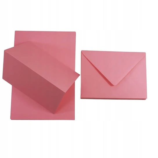 Zestaw papier + koperty B6 różowy 25 szt. - dziewczęca papeteria zestaw do zaproszeń laurek kart Netuno