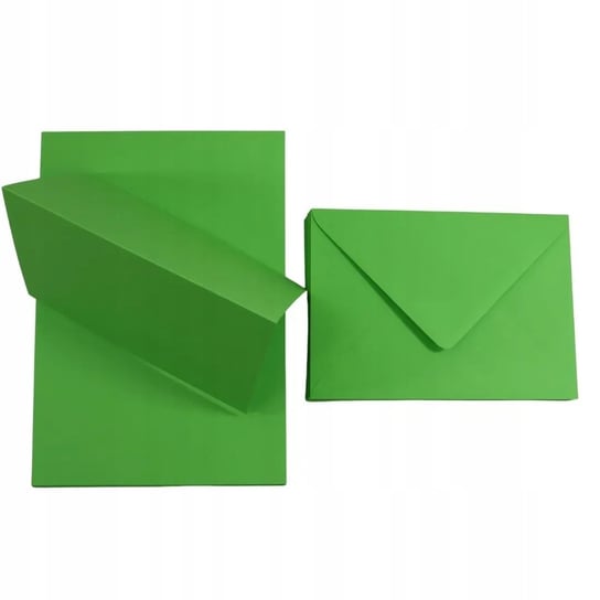 Zestaw papier + koperty B6 zielony 25 szt. - wiosenna papeteria baza do zaproszeń i laurek do przedszkola do szkoły Netuno