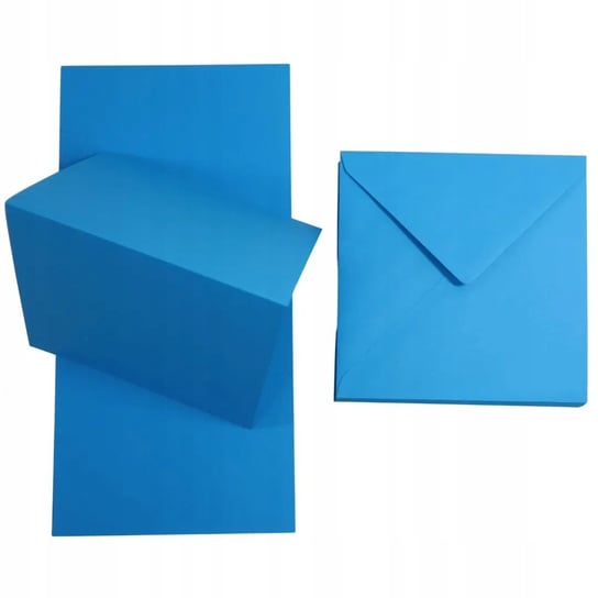 Zestaw papier + koperty kwadratowy niebieski 25 szt. - papeteria na zaproszenia ślubne baza do zaproszeń i laurek dla rękodzielników Netuno