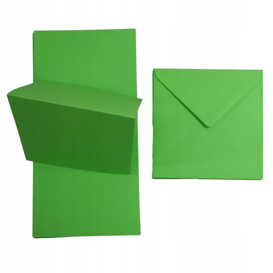 Zestaw papier + koperty kwadratowy zielony 25 szt. - papeteria urodzinowa baza do zaproszeń i laurek do scrapbookingu Netuno