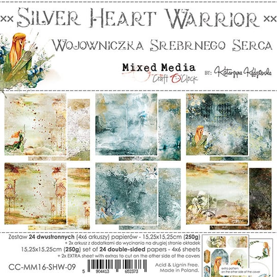 Zestaw papierów 15x15 cm Silver Heart Warrior Craft O'Clock