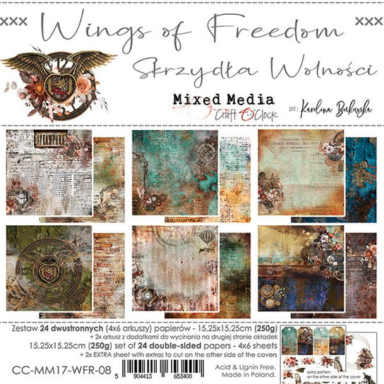 Zestaw papierów 15x15 cm Wings of Freedom Craft O'Clock