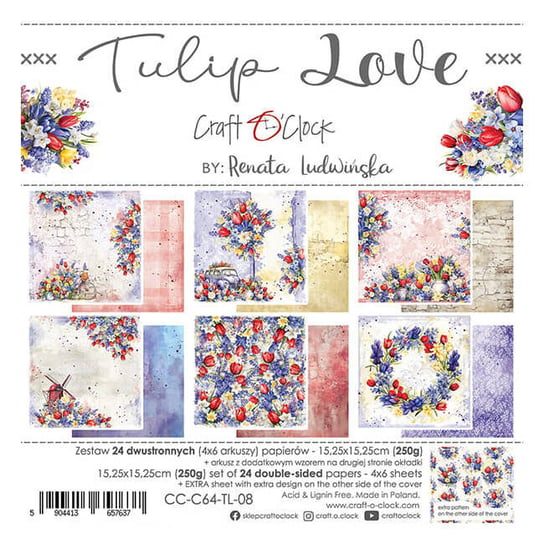 Zestaw papierów 15x15 - Craft o'clock - Tulip Love Craft O'Clock