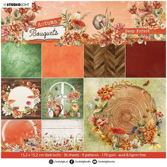 Zestaw papierów 15x15 - Studio Light - Deep tones Autumn Bouquet StudioLight