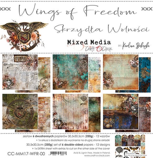 Zestaw papierów 30x30 cm Wings of Freedom Craft O'Clock