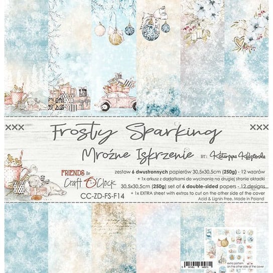 Zestaw papierów, Frosty Sparking, 30x30 cm Craft O'Clock
