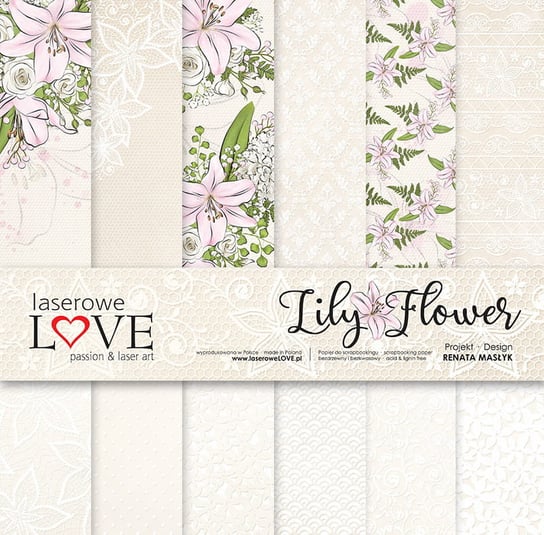 Zestaw papierów - Lily Flower - 30,5 cm x 30,5 cm - Laserowe LOVE Laserowe LOVE
