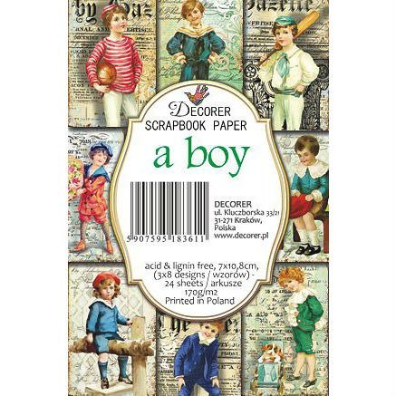 Zestaw papierów MINI 24 szt. dla chłopca - A BOY Decorer