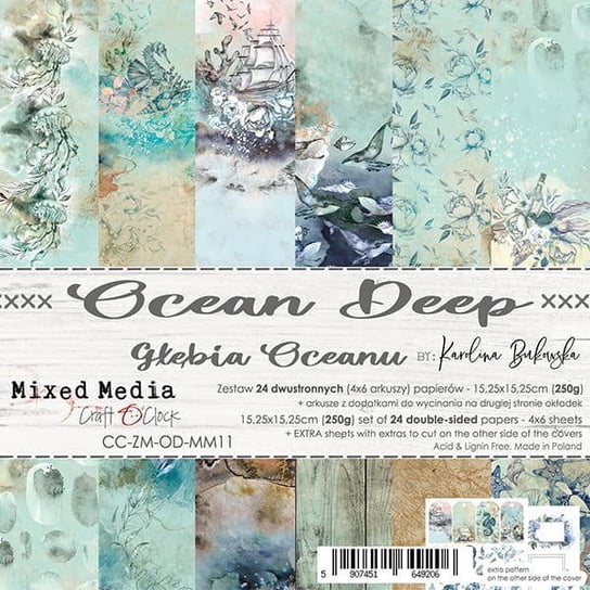 Zestaw papierów Ocean Deep 15x15 cm Craft O'Clock