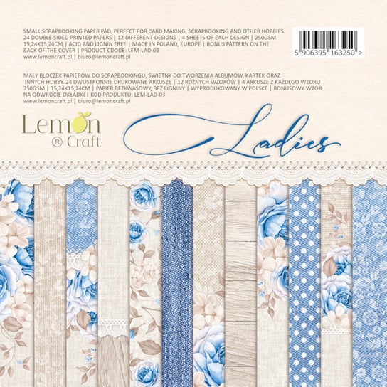 Zestaw papierów ozdobnych 15x15 cm Ladies LemonCraft
