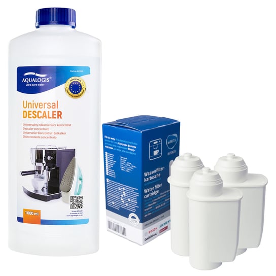 Zestaw Philips - Filtr Philips Intenza+ CA6702 3szt, Uniwersalny Odkamieniacz Aqualogis 1L Aqualogis