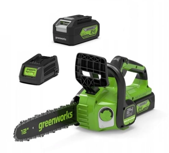 Zestaw Pilarka Akumulatorowa Łańcuchowa Greenworks Gd24Cs30K4 24V + Akumulator 4Ah + Ładowarka Greenworks