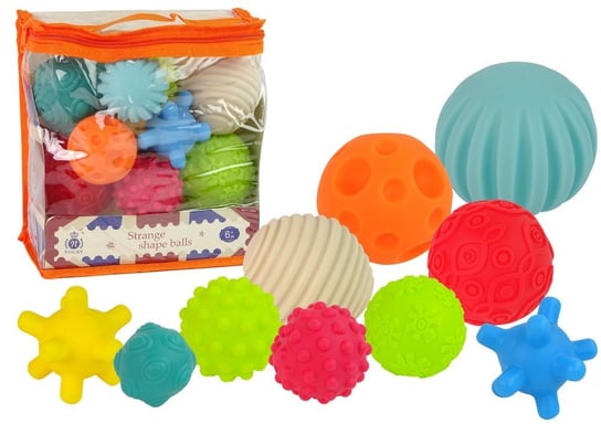Zestaw Piłeczki Sensoryczne Dla Maluszka 10 Sztuk Kształty Kolory Lean Toys