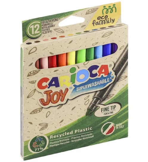 Zestaw Pisaków Carioca Joy Ecofamily 12 Kolorów Łatwozmywalne Carioca