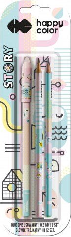 Zestaw piśmienniczy, 1 długopis + 2 ołówki Happy Color