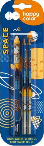 Zestaw piśmienniczy, 1 długopis + ołówki, Space Happy Color