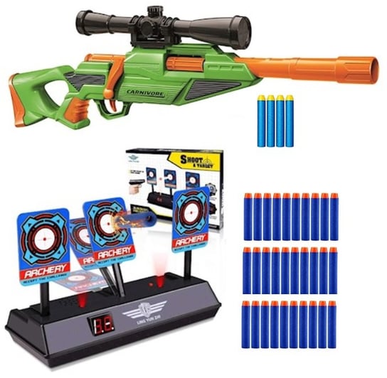 Zestaw Pistolet Buzz Bee Air Warriors Carnivore 561005 + Elektroniczna Tarcza 3 cele +30 strzałek Inna marka