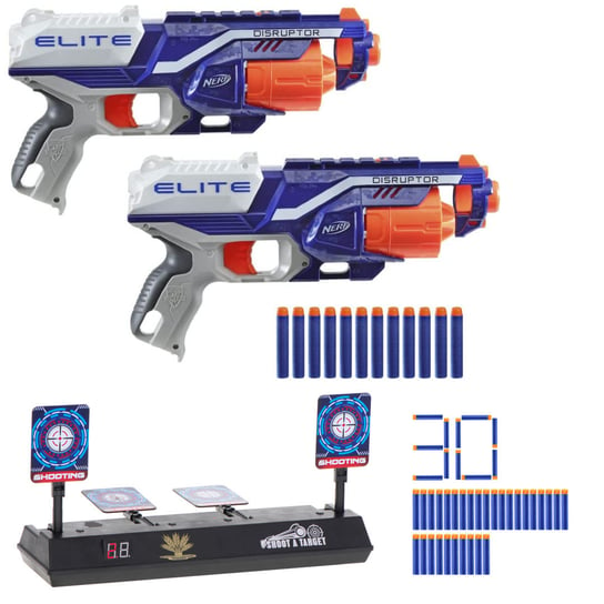Zestaw Pistolet Nerf N-Strike Elite Zestaw 2 x Disruptor C2544 + tarcza 4 cele + 30 strzałek accustrike niebieskie Hasbro