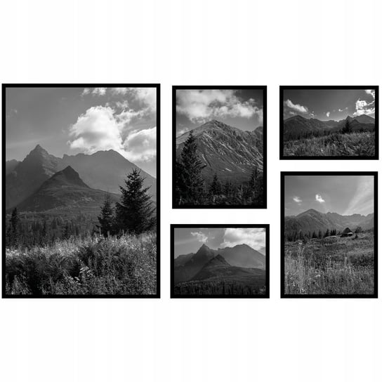 Zestaw plakatów na ścianę Zakopane góry Tatry 5szt Czarno Białe Fotopp