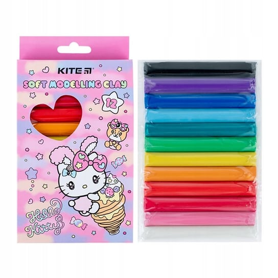Zestaw plasteliny 12 Kolorów plastelin szkolny dla dzieci Hello Kitty Kite KITE