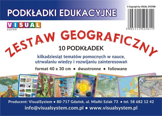 Zestaw podkładek edukacyjnych, geografia VISUAL System