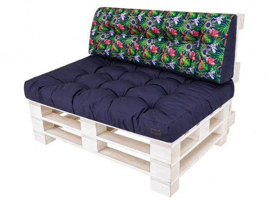Zestaw poduszek na meble z palet, Leo, Granat z kwiatami, 2 elementy, 120x80 cm HobbyGarden