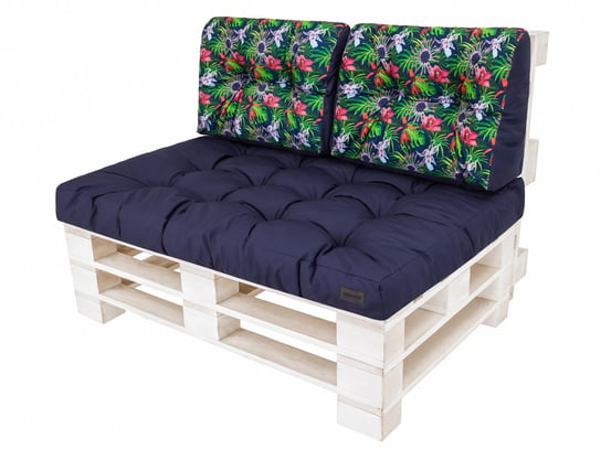 Zestaw poduszek na meble z palet, Leo, Granat z kwiatami, 3 elementy, 120x80 cm HobbyGarden