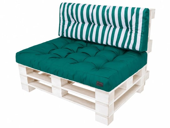 Zestaw poduszek na meble z palet, Leo, Zielone z pasami, 2 elementy, 120x80 cm HobbyGarden