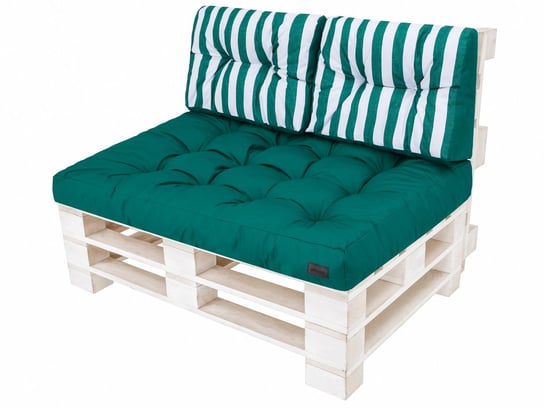 Zestaw poduszek na meble z palet, Leo, Zielone z pasami, 3 elementy, 120x80 cm HobbyGarden