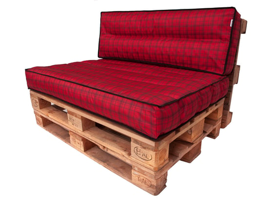 Zestaw poduszek na meble z palet, Tomcio Poduch, Czerwona kratka, 2 elementy, 120x82 cm HobbyGarden