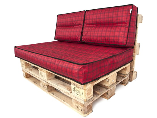 Zestaw poduszek na meble z palet, Tomcio Poduch, Czerwona kratka, 3 elementy, 120x82 cm HobbyGarden