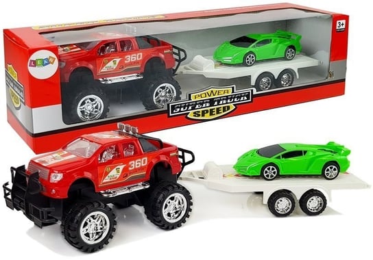 Zestaw Pojazdów Auto Sportowe Zielone Terenowe Czerwone z Napędem Frykcyjnym Lean Toys