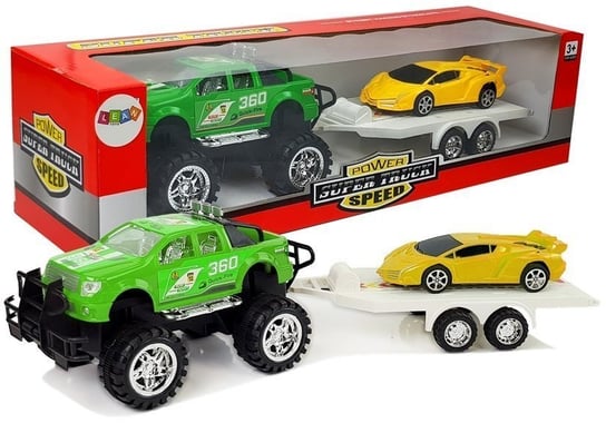 Zestaw Pojazdów Auto Sportowe Żółte Terenowe Zielone Z Napędem Frykcyjnym Lean Toys