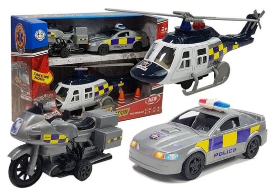 Zestaw Pojazdów Policja Światła Dźwięki Lean Toys