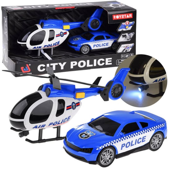 Zestaw pojazdów policyjnych auto helikopter dźwięk światło ZA4626 Inna marka