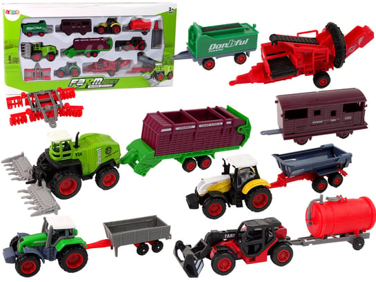 Zestaw Pojazdów Rolniczych Traktor 12 Sztuk Metal Inna marka