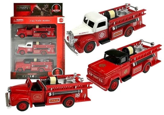 Zestaw Pojazdów Straży Pożarnej 3 sztuki Resoraki Lean Toys