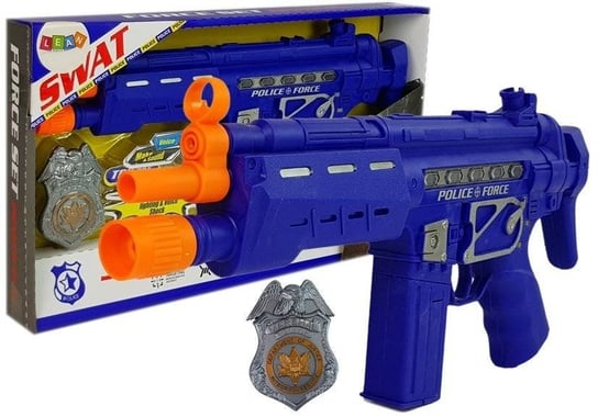 Zestaw Policyjny Pistolet Odznaka Granatowy Dźwięk Efekty Świetlne 37cm Lean Toys