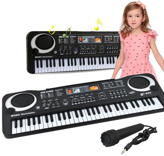 ZESTAW PREZENTOWY Duże Organy Keyboard Pianino Do Nauki 61 Mikrofon Y2 elektrostator