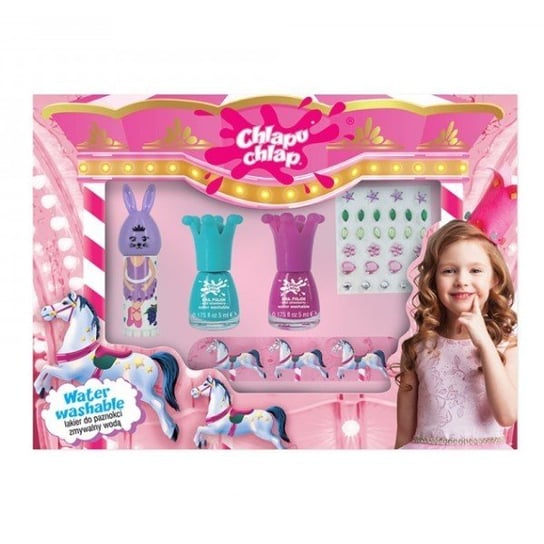 zestaw prezentowy kosmetyków dla dziewczynki lakiery pilniczek Chlapu Chlap