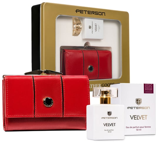 Zestaw prezentowy PETERSON portfel skórzany damski i perfumy Peterson