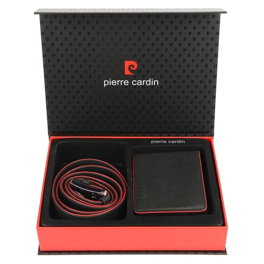 Zestaw prezentowy portfel +pasek Pierre Cardin ZG-104 Czarny / Czerwony Pierre Cardin