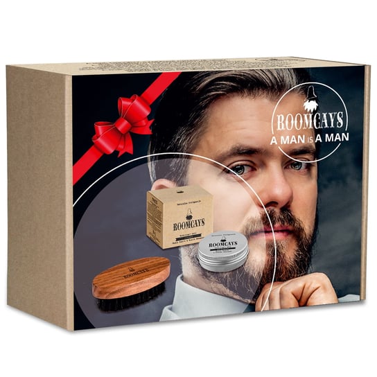 Zestaw prezentowy ROOMCAYS - wosk modelujący do brody i wąsów, kartacz Roomcays