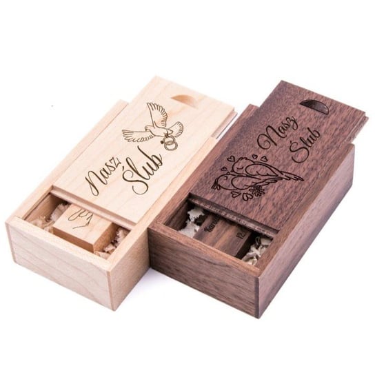 Zestaw prezentowy ślubny Pamięć + Pudełko 2 GB USB 2.0 + grawer na ślub MemoRabbit