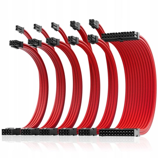 Zestaw przedłużaczy do zasilacza ATX 6 KIT 16 AWG PC AsiaHorse Sleeved Inna marka