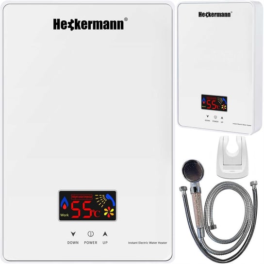 Zestaw Przepływowy Elektryczny Podgrzewacz Wody Heckermann Sl-X1-60 Biały + Akcesoria Heckermann