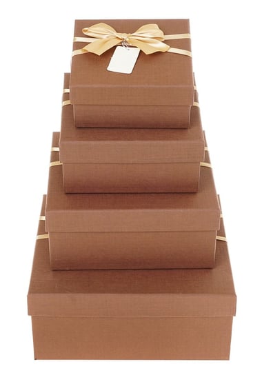 Zestaw pudełek-kwadrat kokarda (4 szt.) brązowe Neopak