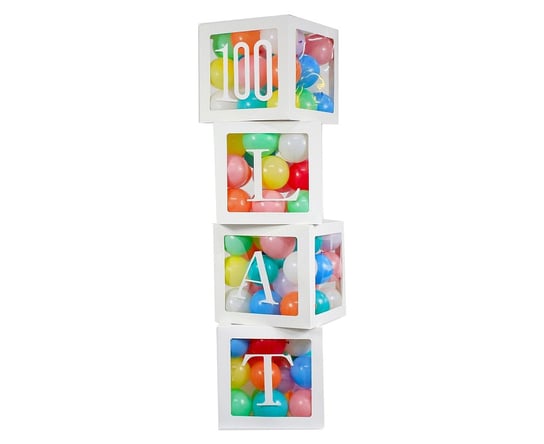 Zestaw pudełek na balony z literami 100 LAT, 35 cm, 4 sztuki GODAN